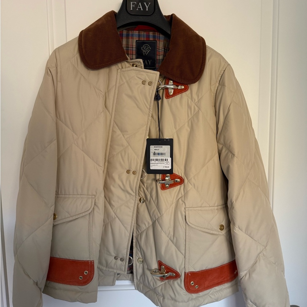 Fay Beige and Brown Quilted Jacket - Picture 2 of 5